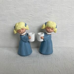 Vintage Ceramic Candle Holders Blonde Kimono Girls